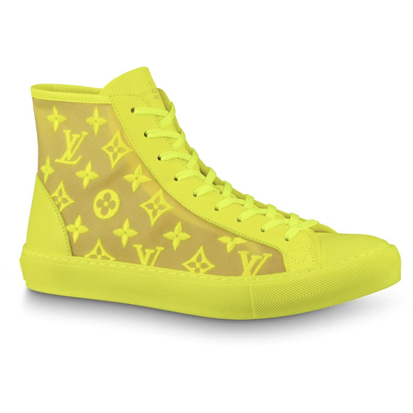 Louis Vuitton Luxembourg Tattoo Yellow Monogram High Top Sneaker UK 9 US 10 11 - Picture 1 of 13